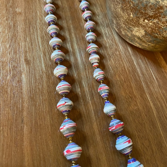 Recycled Paper Bead Necklace - Picture 2 of 3